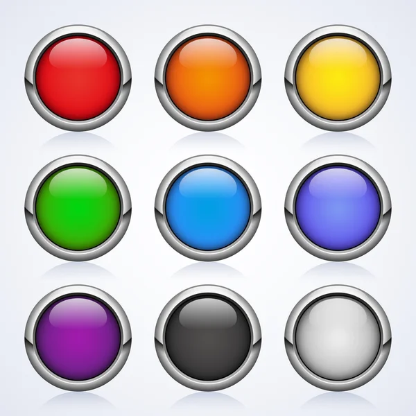 Set of colored round web buttons — Stock Vector