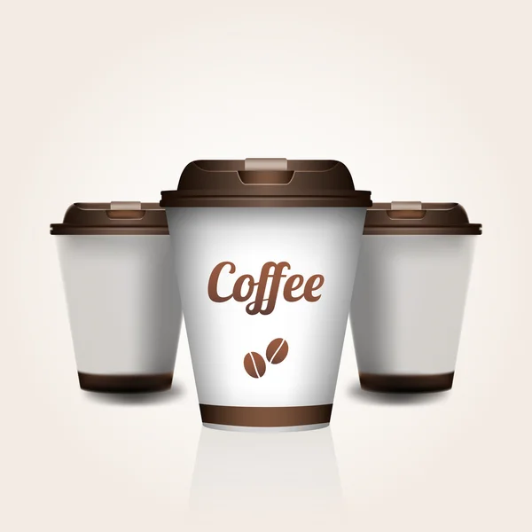 Taza de café realista, fondo de café — Vector de stock