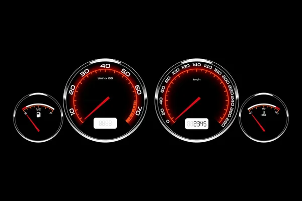 Painel do carro com anéis cromados — Vetor de Stock