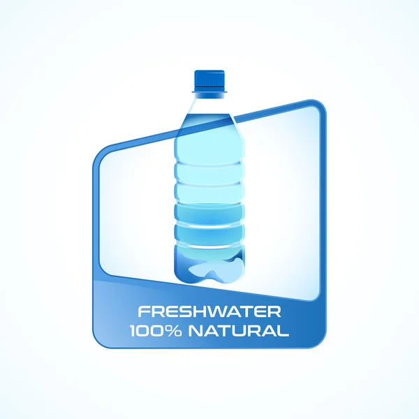 Flasche Wasser Illustration mit blauem Rahmen — Stockvektor
