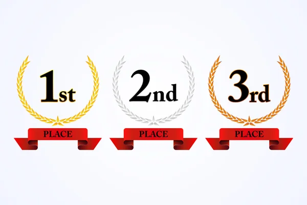 Primeiro, segundo e terceiro lugar laurel prêmio — Vetor de Stock
