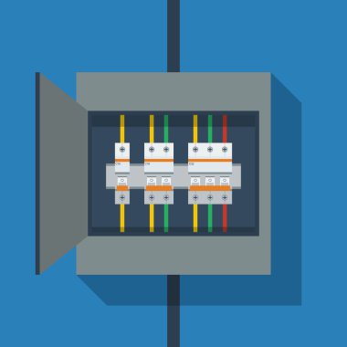 Flat vector, Circuit Breakers on switchboard  clipart