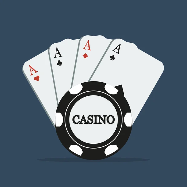 Casino ilustración plana con cuatro ases — Vector de stock