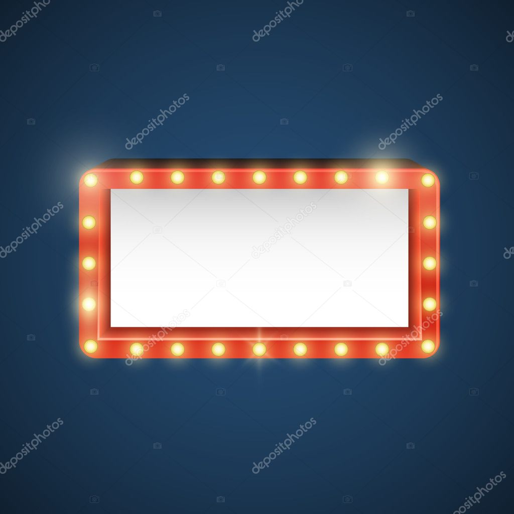 Retro lights. Vintage style banner. Vector illustration.