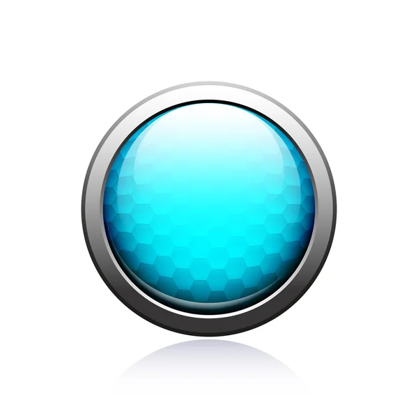 Botão de teia azul redondo com padrão dentro — Vetor de Stock
