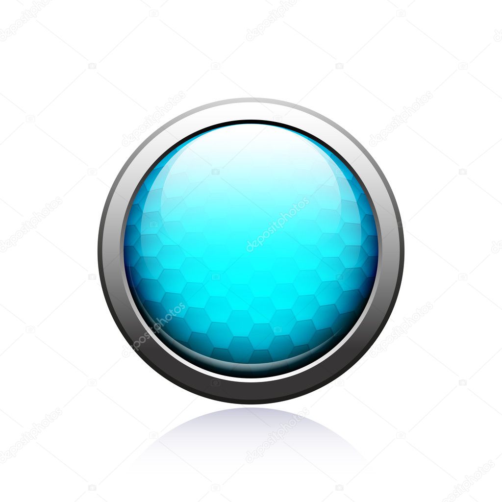 Round blue web button with pattern inside