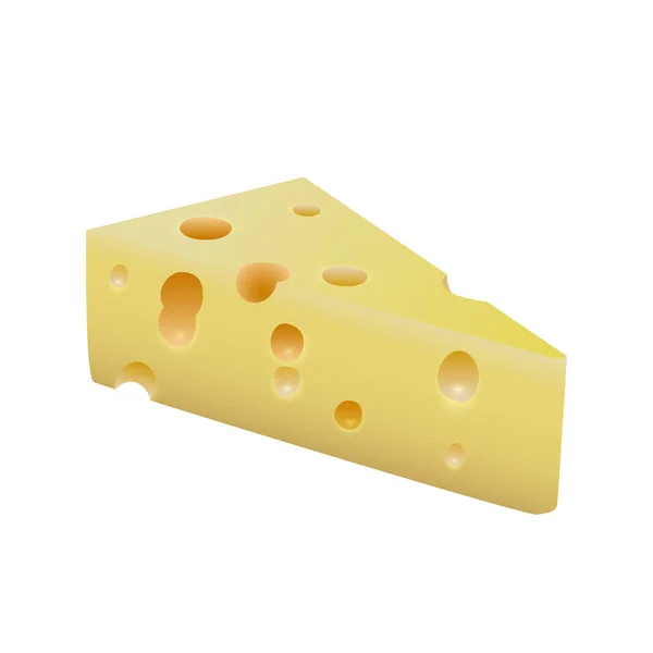 Pedaço de queijo realista — Vetor de Stock