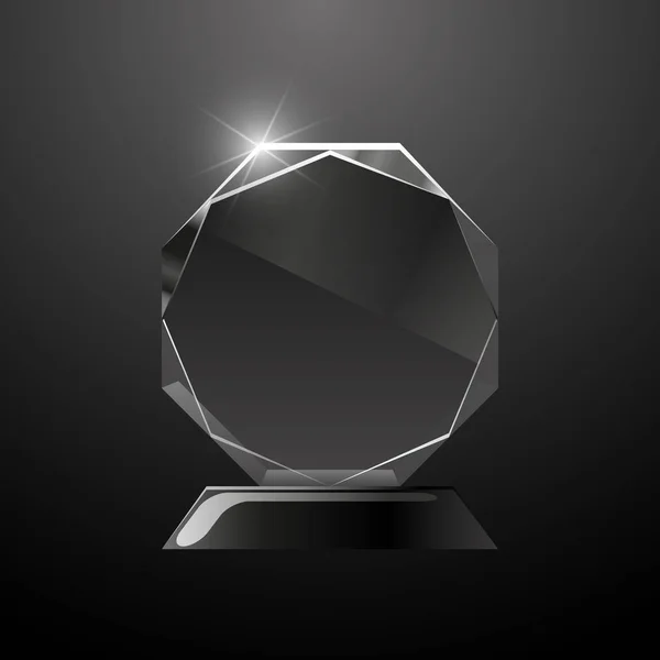 Prix brillant en verre. Isolé sur fond noir . — Image vectorielle