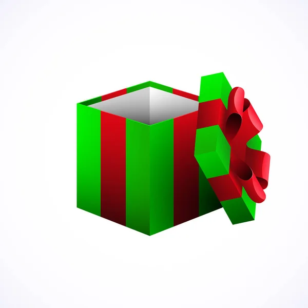 Abrir caja de regalo con arco rojo, vector — Vector de stock