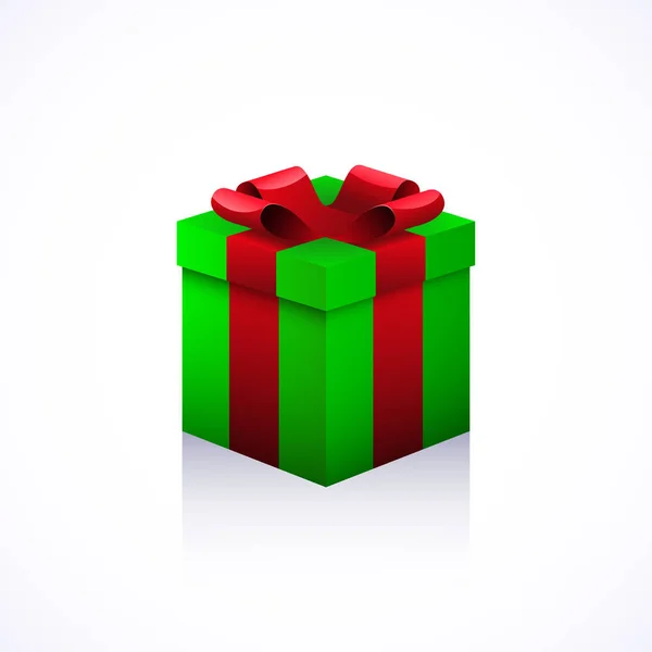 Coffret cadeau avec arc rouge, vecteur — Image vectorielle