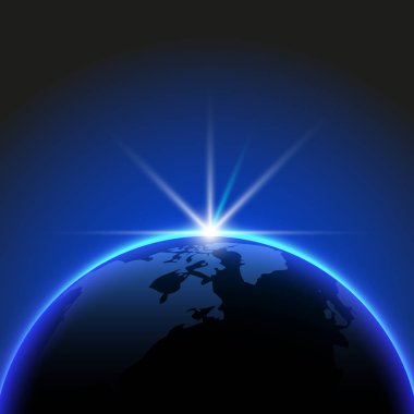 Güneş tutulması, toprak, gezegen, gündoğumu ile vektör alan arka plan