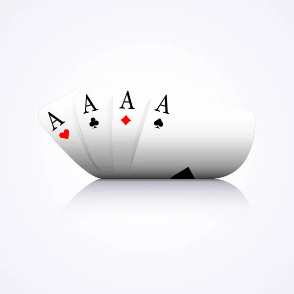 Vier Asse Kombination, Poker, Casino, gekrümmt, isoliert — Stockvektor
