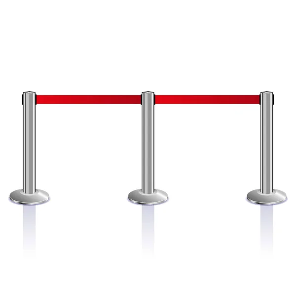 Mantågsstöttorna barriär isolerad på vita, röda mattan staket — Stock vektor