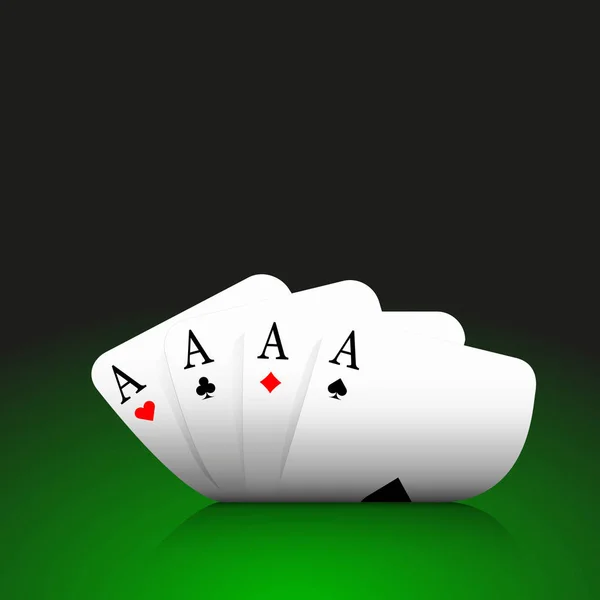 Vier Asse Kombination, Poker, Casino, gekrümmt — Stockvektor