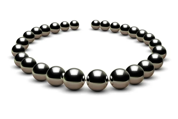 Glänzende realistische schwarze Perlenkette auf weißem Hintergrund — Stockvektor