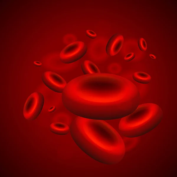 Röda blodkroppar flyter i artären, realistisk bakgrund — Stock vektor