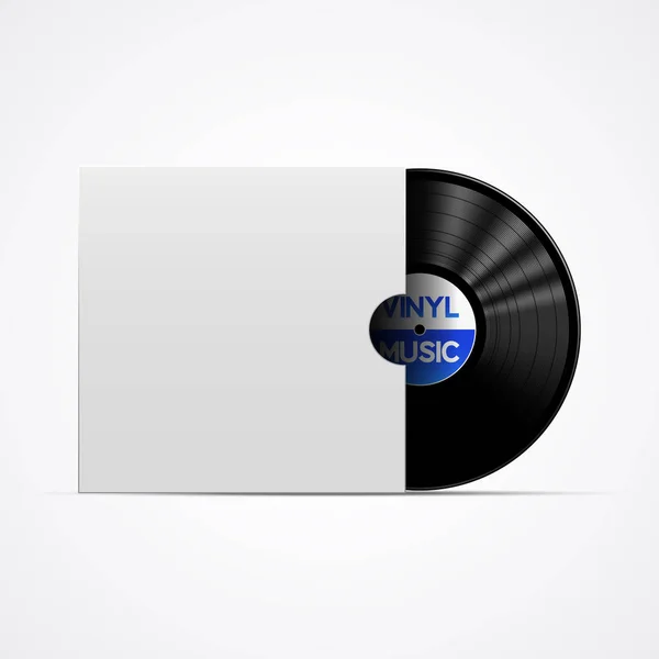 Zwart vinyl record met pack geïsoleerd op witte achtergrond — Stockvector