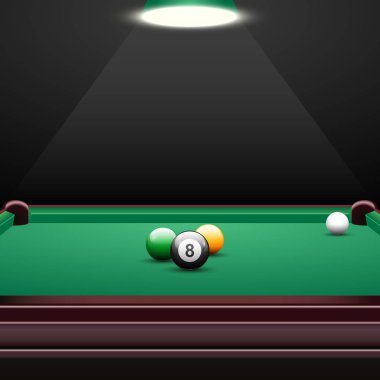 Bilardo topları ile bilardo masası arka plan