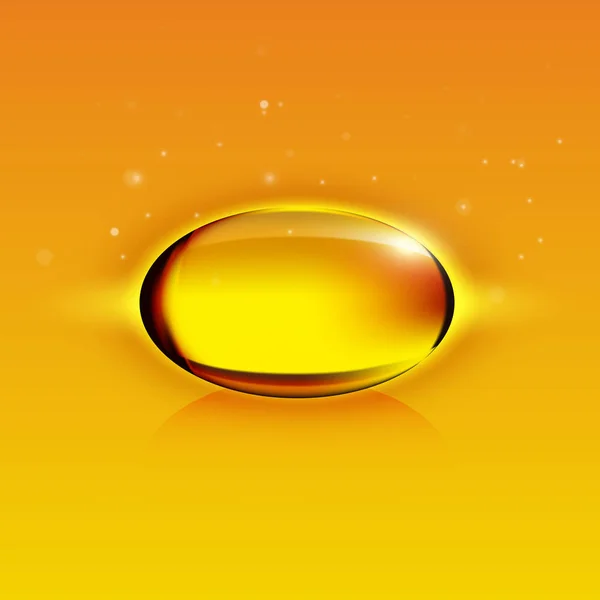 Realistic yellow gelatin capsule on abstract background — Stock Vector