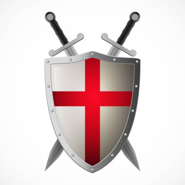 Vector crusaders shield and crossed swords clipart