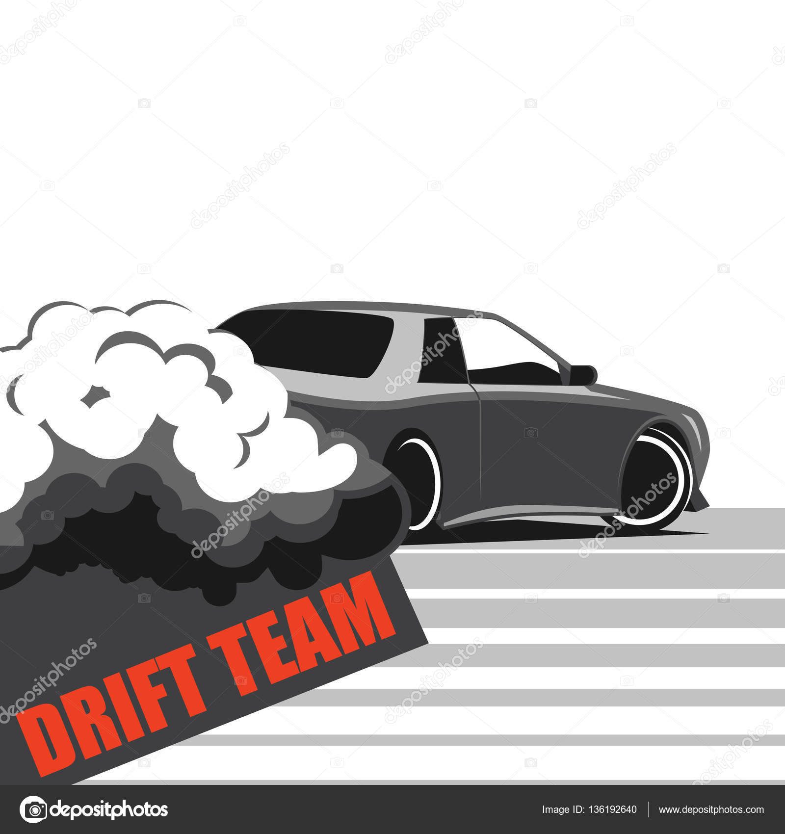 Ilustração de design plano drift car