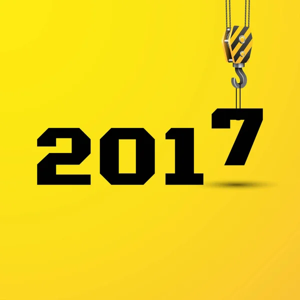 2017 anno in costruzione su sfondo giallo — Vettoriale Stock