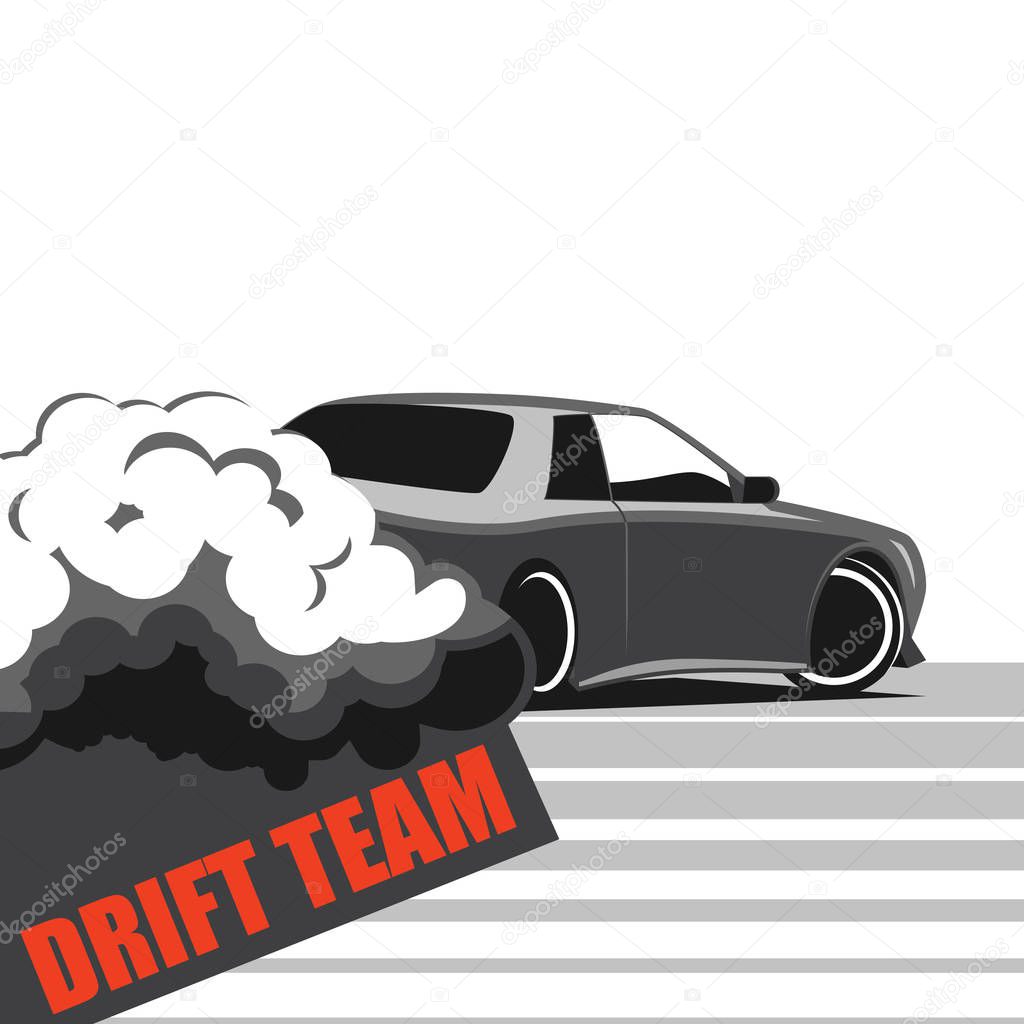 Drifting car illustration, street racing concept, vector design