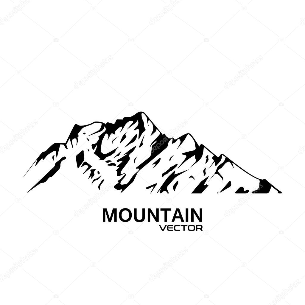 Vector Mountain Range Silhouette, isolated on white