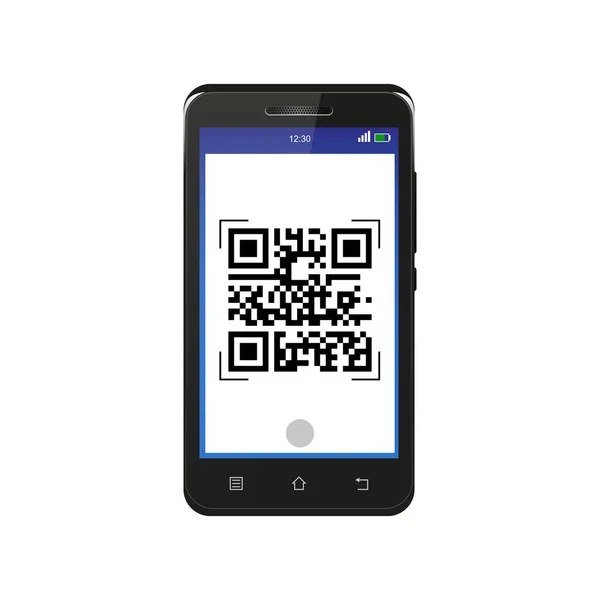 Schwarzes Smartphone scannt QR-Code — Stockvektor