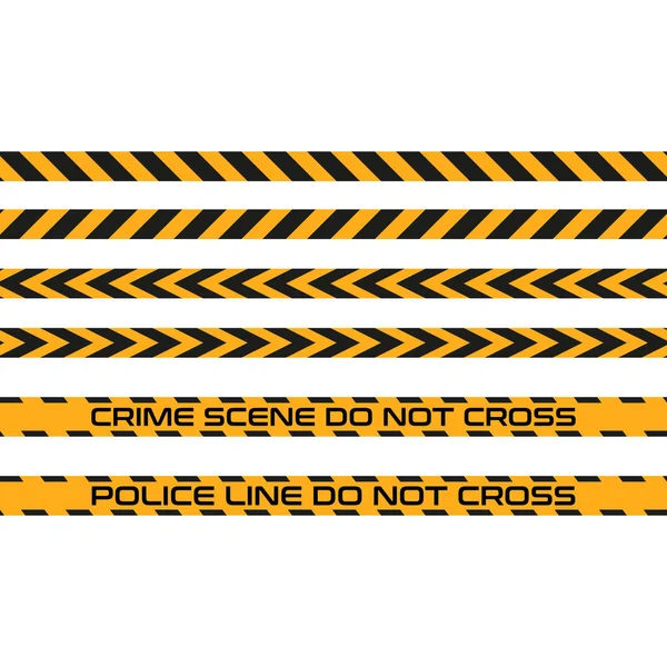Conjunto de vectores de cintas sin costura, línea de policía no cruzan. Zona de peligro, alerta — Vector de stock