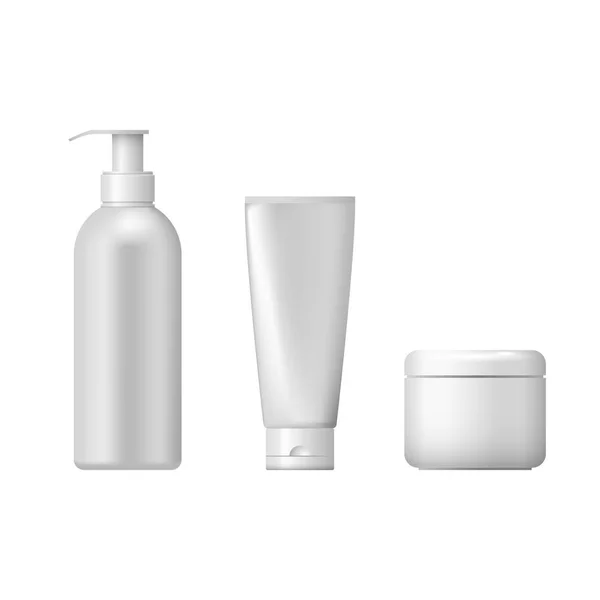 Conjunto de paquetes cosméticos aislados sobre fondo blanco . — Vector de stock