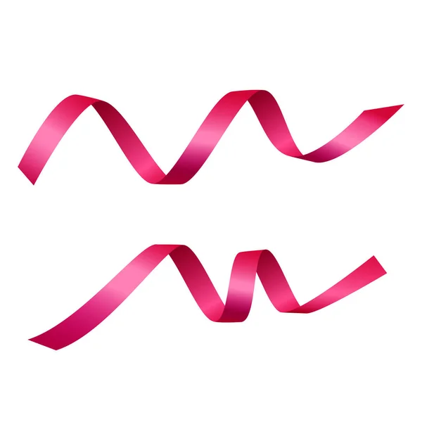 Uppsättning av böjda rosa band — Stock vektor