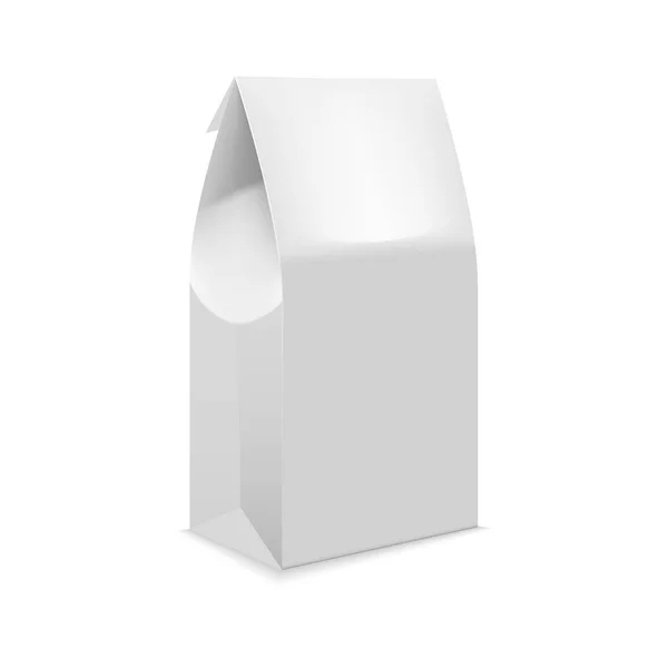 Pacote de papel branco em branco, modelo vazio, vetor realista —  Vetores de Stock