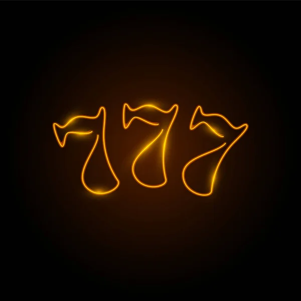 Logotipo de néon de caça-níqueis, Jogo três setes, sinal de cassino — Vetor de Stock