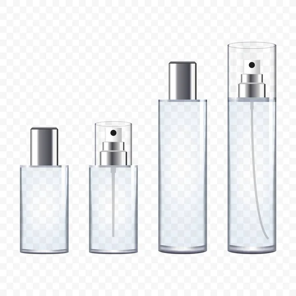 Ensemble de bouteilles de parfum transparentes — Image vectorielle