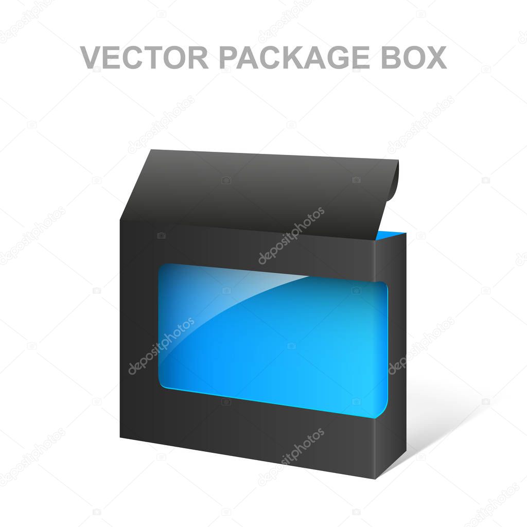 Vector Black Product Package Box, Transparent, Blue inside
