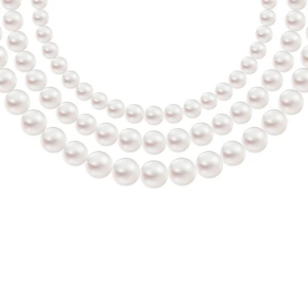 Shiny realistic Pearl necklace isolated on white background — Stock Vector