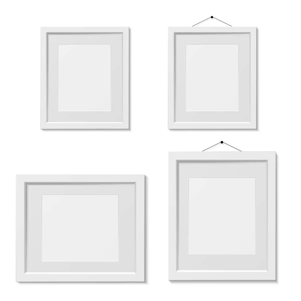 Set wit foto frame sjabloon, geïsoleerd — Stockvector