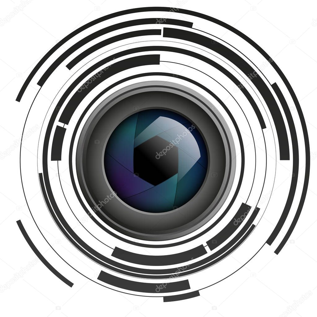 Shutter apertures on abstract background, camera objective