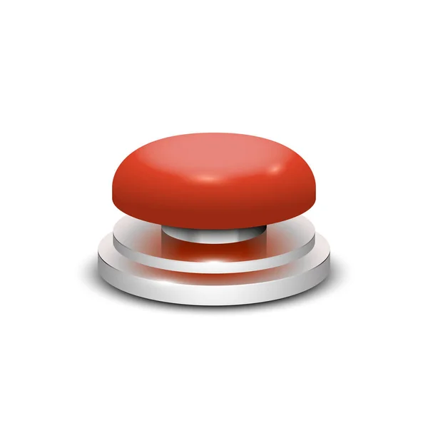 Vecteur 3d rond bouton web rouge avec cadre métallique — Image vectorielle