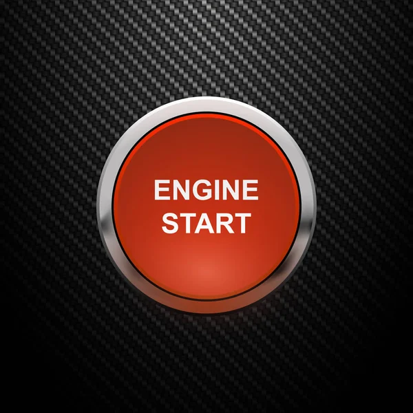 Realistic Engine start button on carbon background — Stock Vector