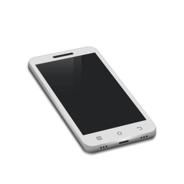 3d beyaz smartphone üzerinde beyaz izole