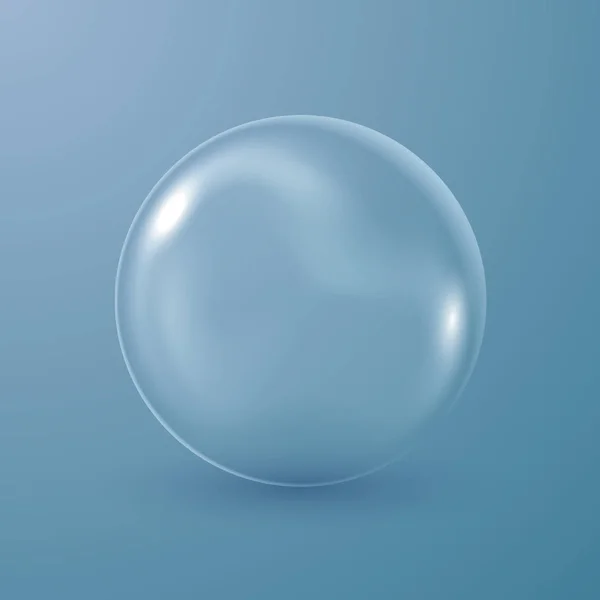 Burbuja de jabón transparente sobre fondo azul oscuro — Vector de stock