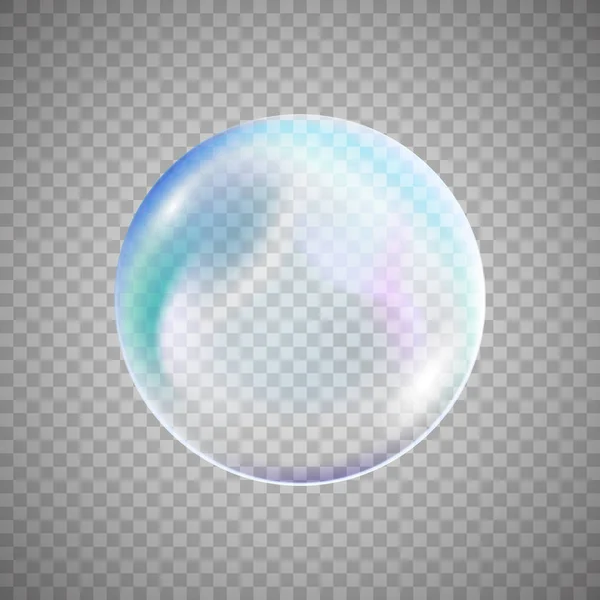Transparentní barevné mýdlová bublina na jednoduché pozadí — Stockový vektor