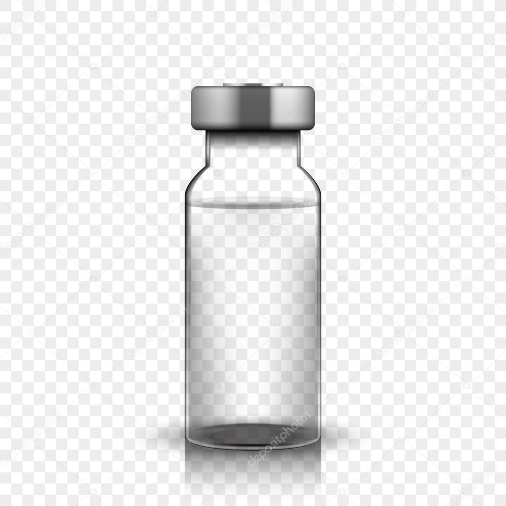 Transparent glass medical vial, vector illustration