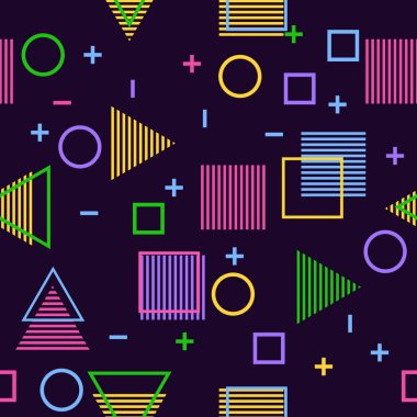 Renkli geometrik memphis desen sorunsuz vektör çizim 