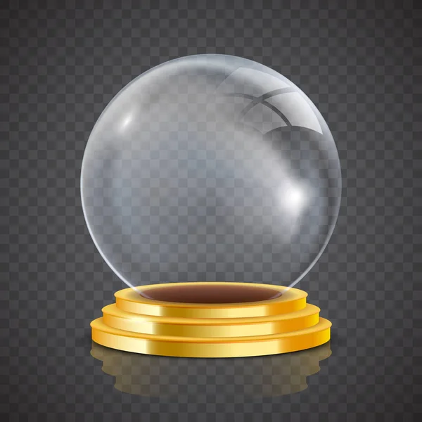 Bola de cristal transparente Fortuneteller en pedestal de oro — Vector de stock