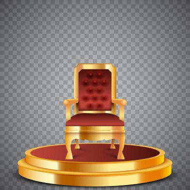 Altın yuvarlak tahta, gerçekçi sandalye, arka plan ile podyum