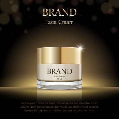 Koyu arka plan üzerinde gece yüz krem ambalaj tasarımı