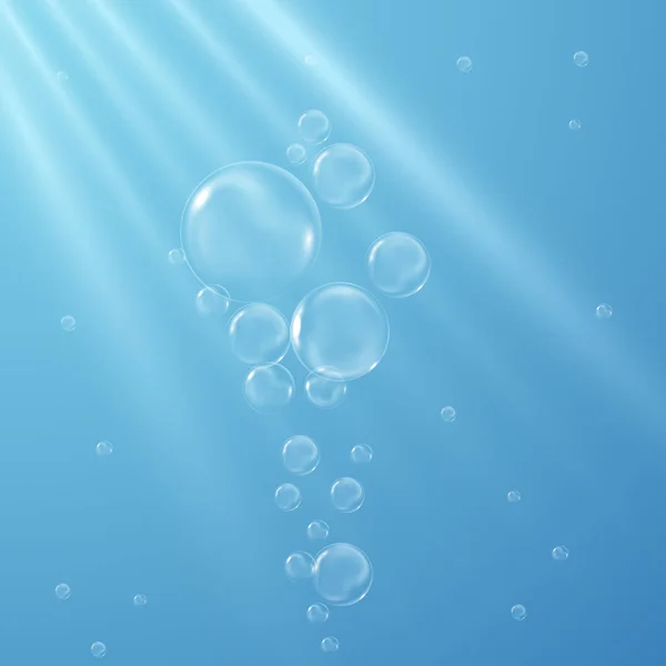 Valósághű átlátszó víz buborékok absztrakt háttér — Stock Vector
